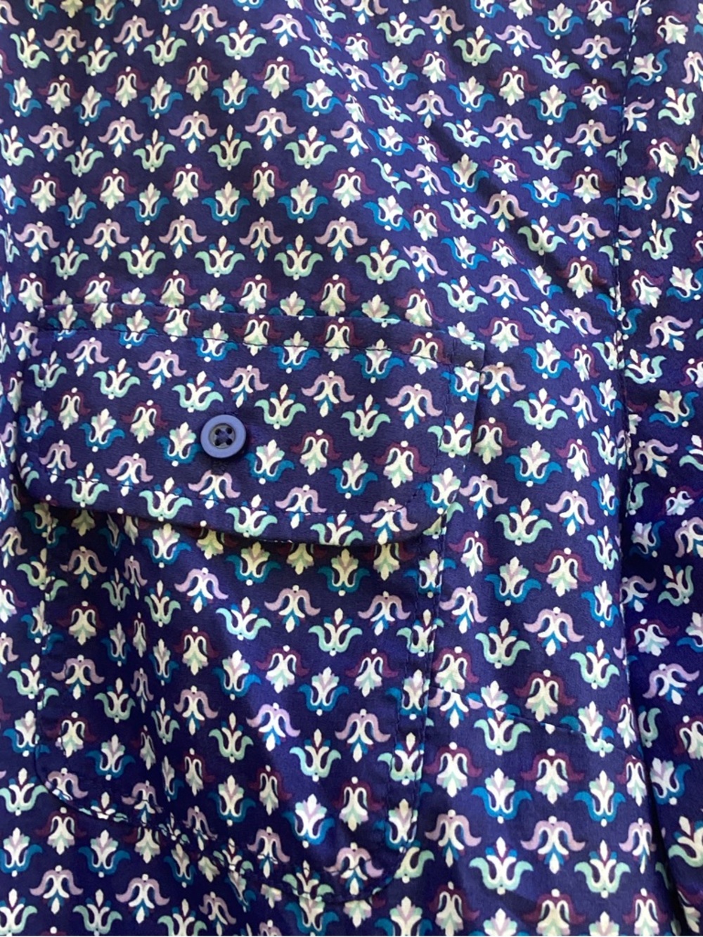 Talbots Blue Printed Button-Down Shirt, size medium - Picture 2 of 9